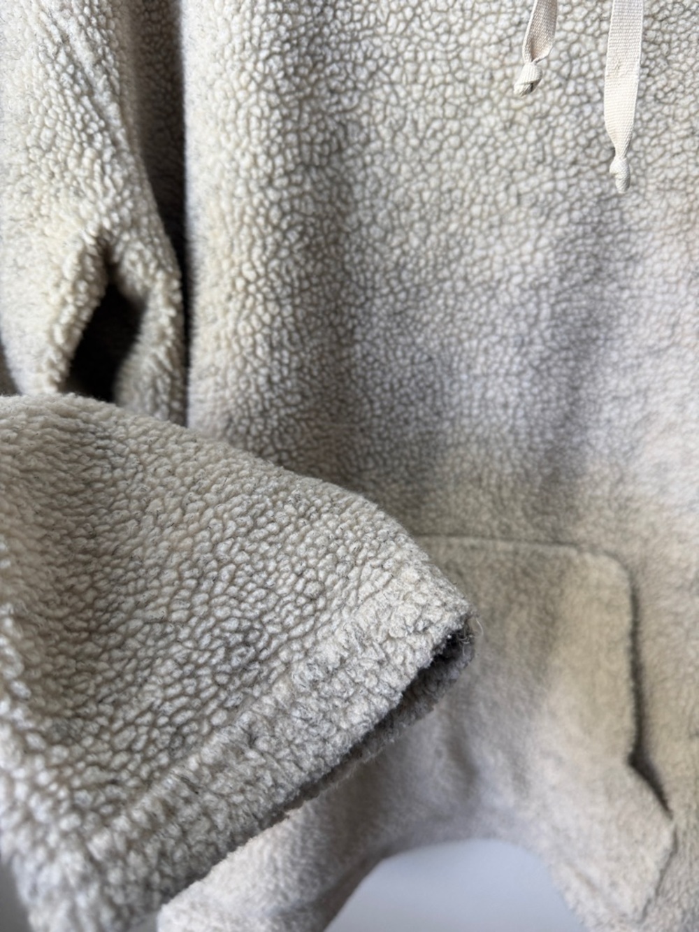 GAP Taupe Sherpa Turtleneck Pullover with Drawstring - Picture 3 of 3